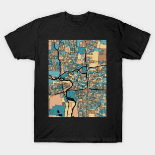 Columbus Map Pattern in Mid Century Pastel T-Shirt